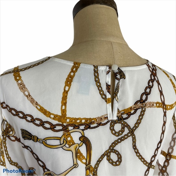 Worthington Chic Chain Print Blouse with Tie Waist - Picture 5 of 9